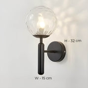 Wall Light Fluted Glass Black - Clair | Vintage Charm