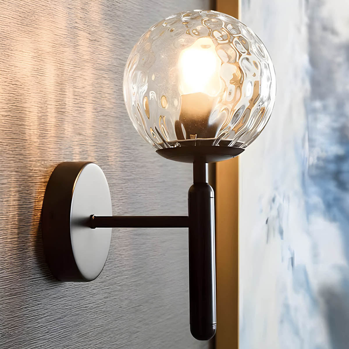 Wall Light Fluted Glass Black - Clair | Vintage Charm