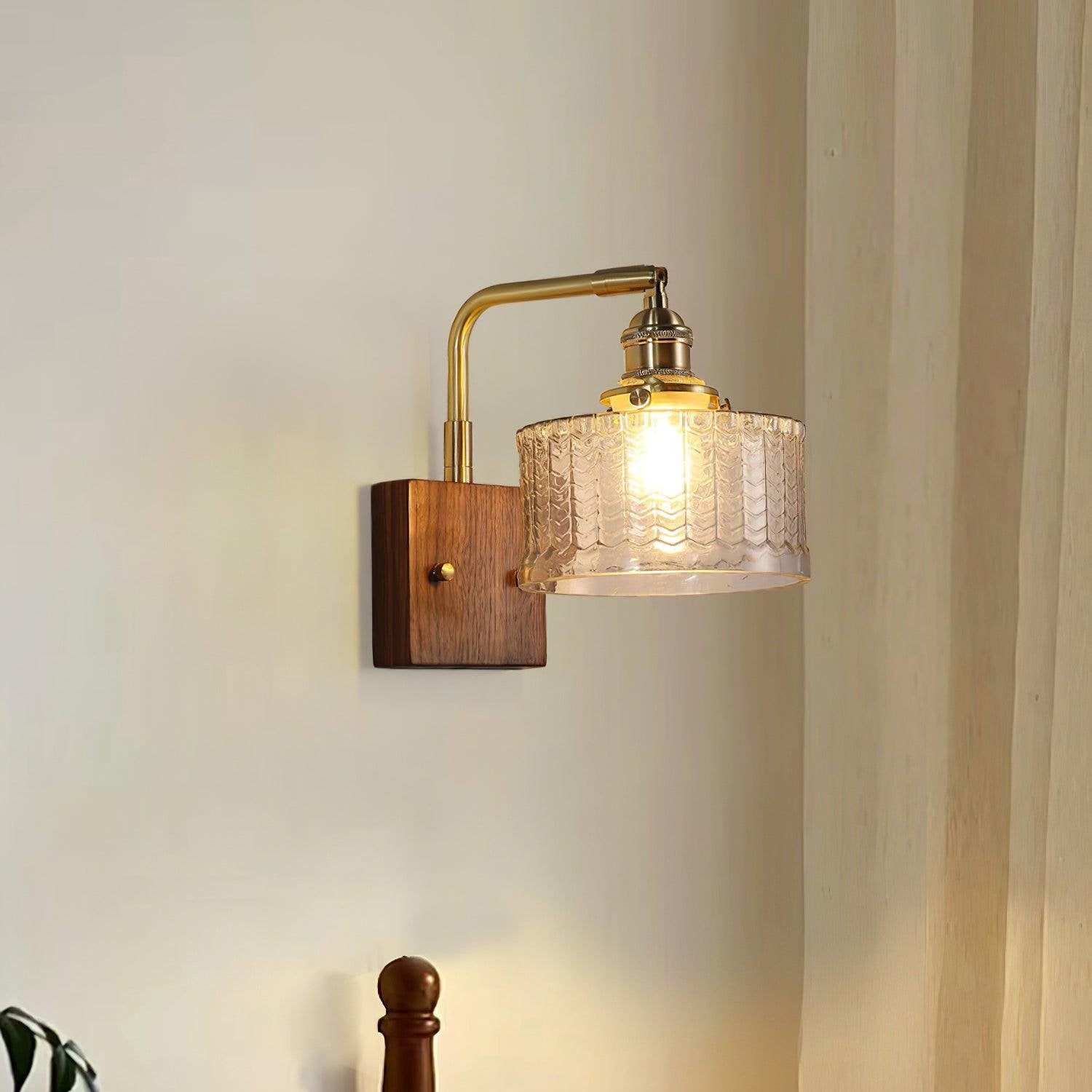 Wall Light Green Glass Wood - NEXARA | Ambient Glow