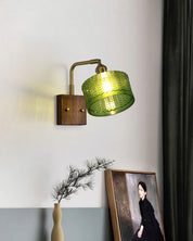 Wall Light Green Glass Wood - NEXARA | Ambient Glow