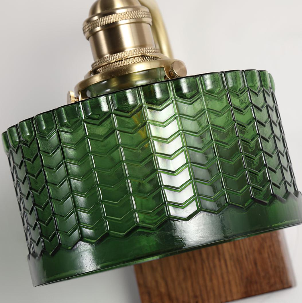 Wall Light Green Glass Wood - NEXARA | Ambient Glow