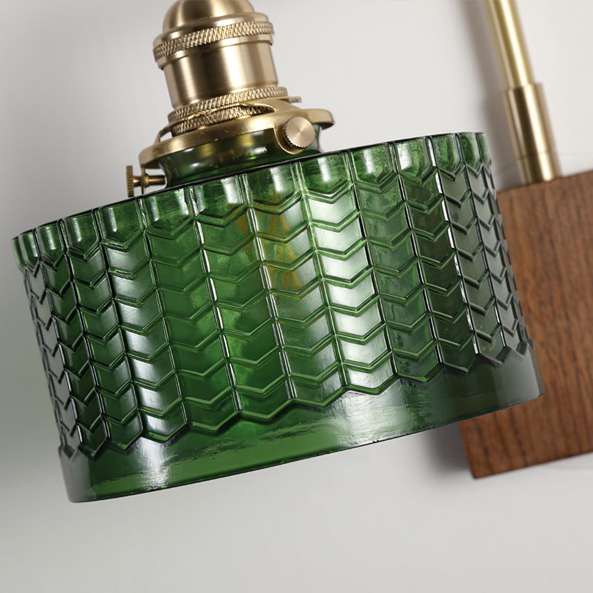 Wall Light Green Glass Wood - NEXARA | Ambient Glow