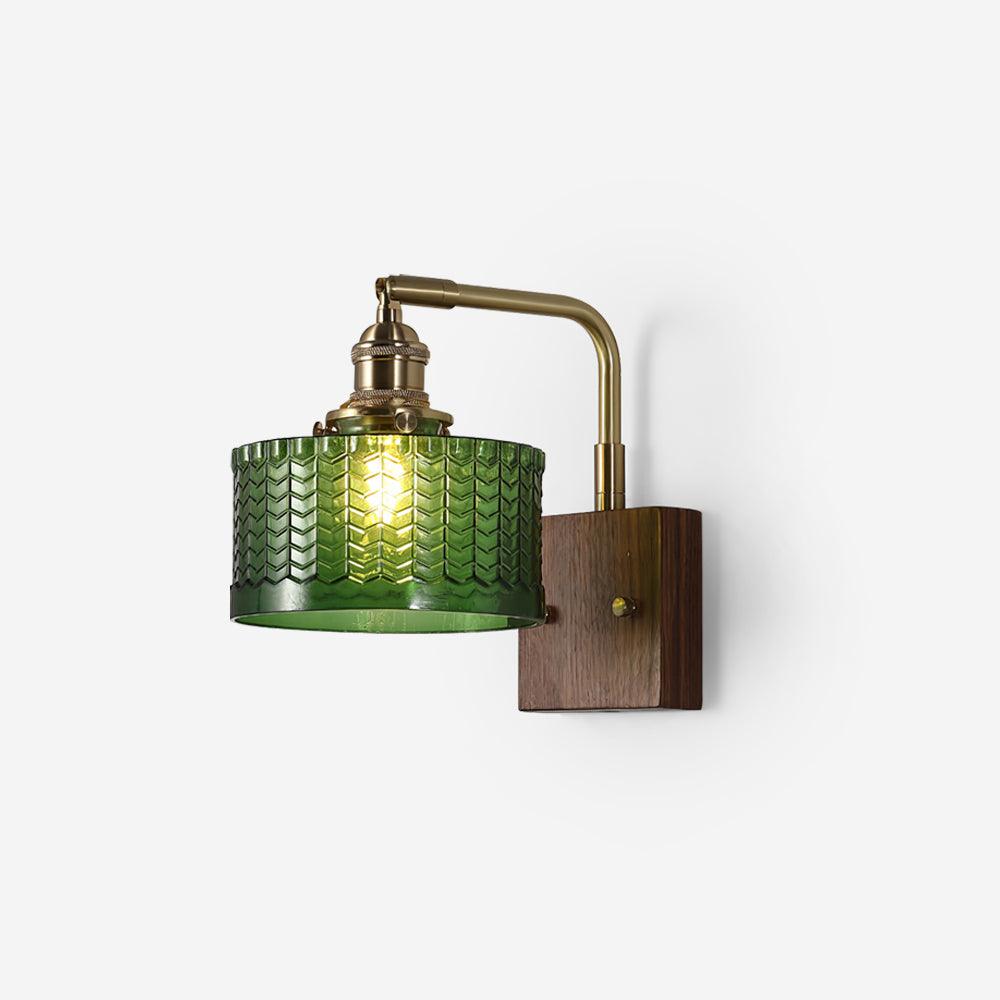 Wall Light Green Glass Wood - NEXARA | Ambient Glow