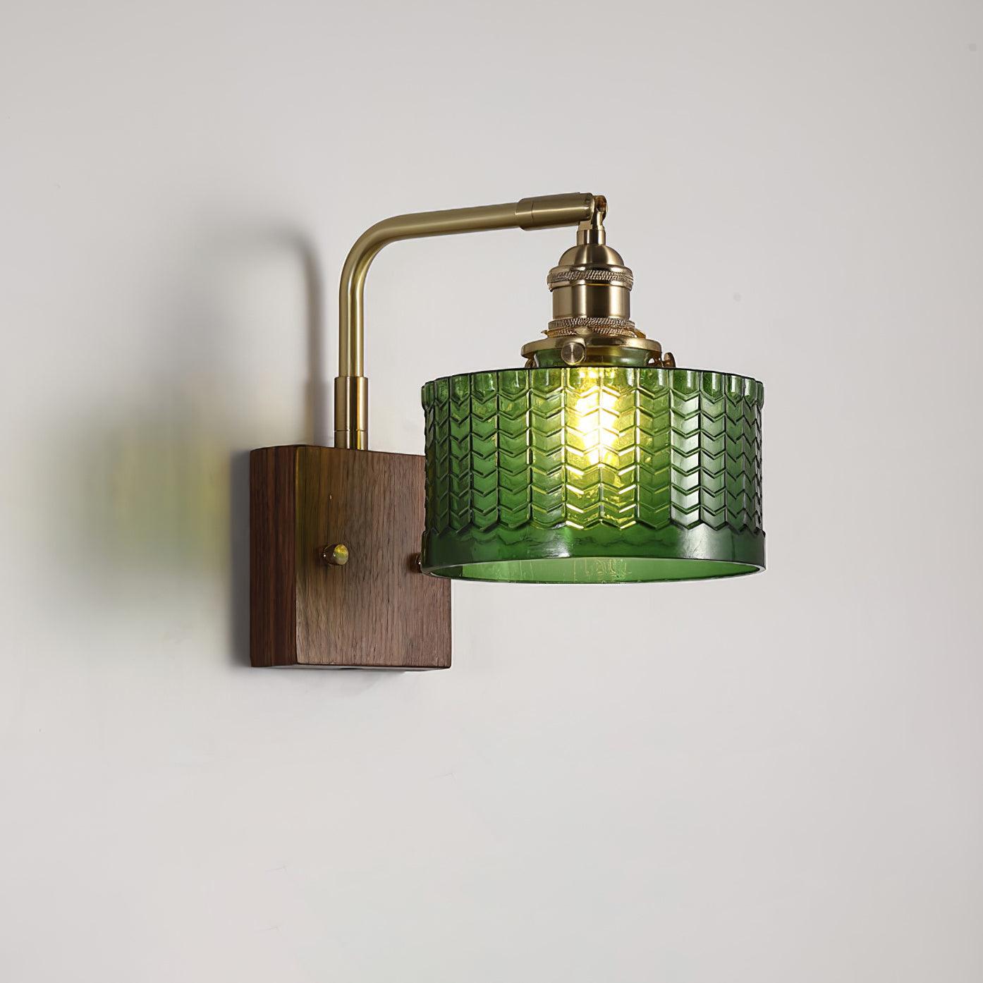 Wall Light Green Glass Wood - NEXARA | Ambient Glow