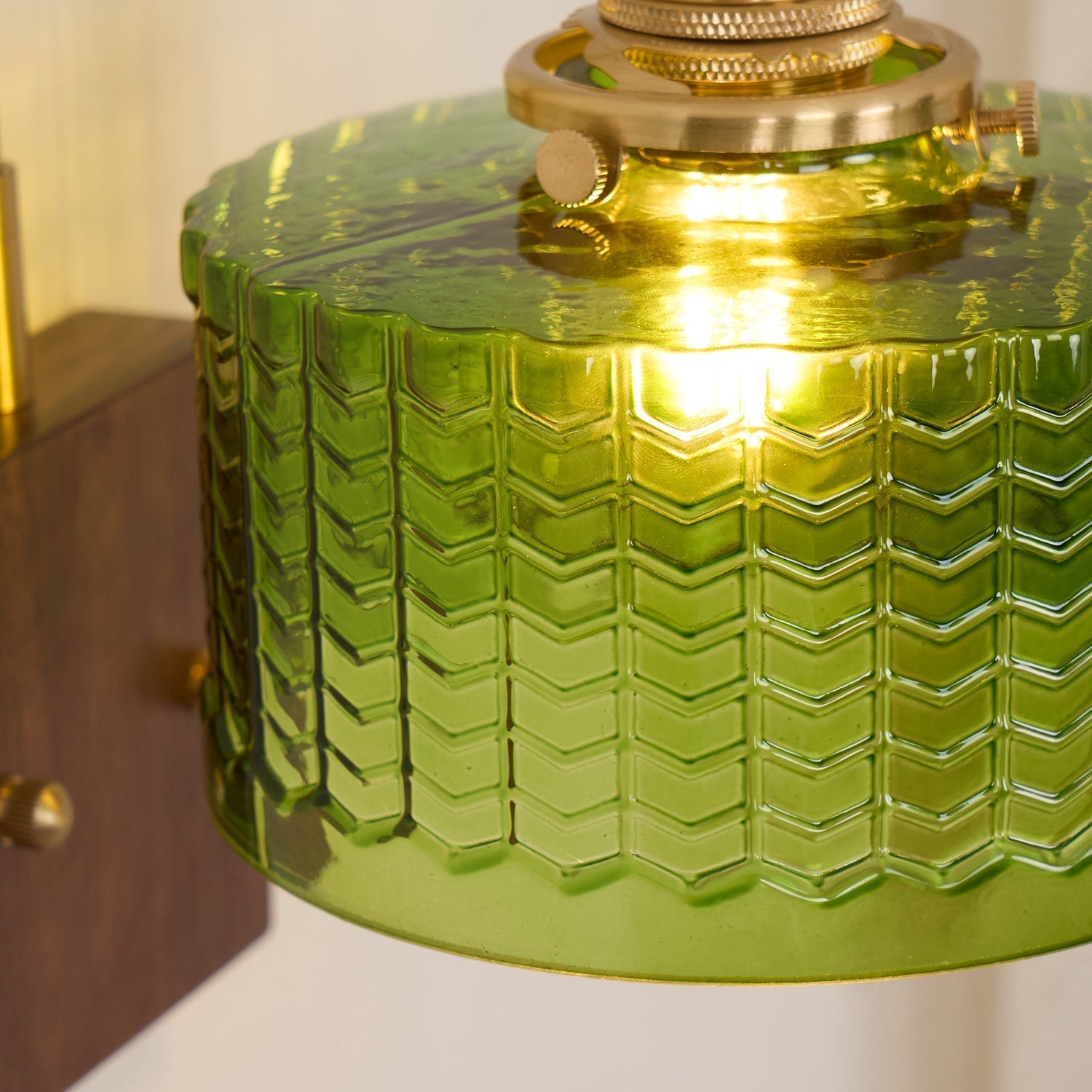 Wall Light Green Glass Wood - NEXARA | Ambient Glow