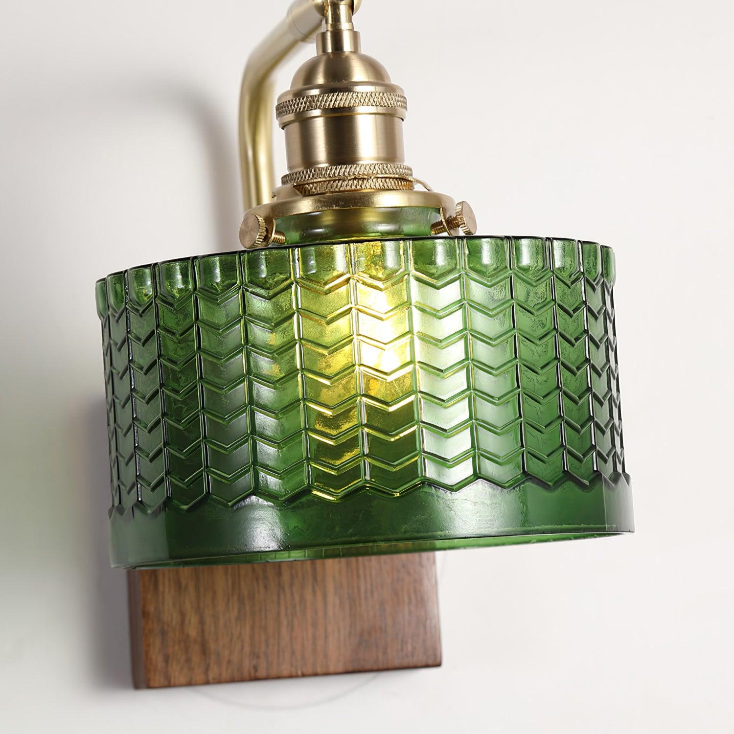 Wall Light Green Glass Wood - NEXARA | Ambient Glow
