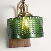 Wall Light Green Glass Wood - NEXARA | Ambient Glow