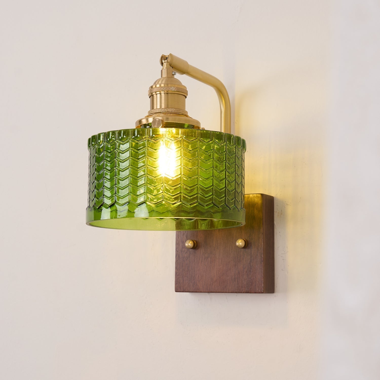 Wall Light Green Glass Wood - NEXARA | Ambient Glow