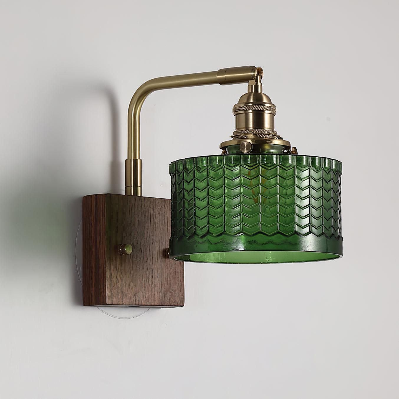 Wall Light Green Glass Wood - NEXARA | Ambient Glow