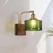 Wall Light Green Glass Wood - NEXARA | Ambient Glow
