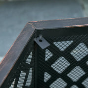 Fire Pit Wood Burning Firebowl, Portable, Bronze with Screen Cover and Poker for Patio Backyard