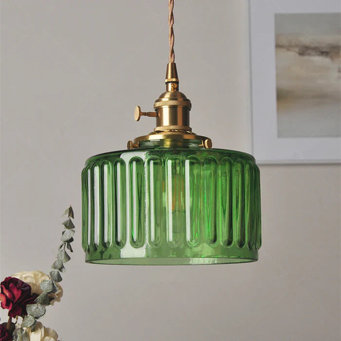 Pendant Light Green Glass - SAIPHX | Vintage Elegance