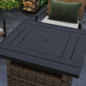 Fire Pit Table, 50,000 BTU, 72.5×72.5cm, Brown with Cover