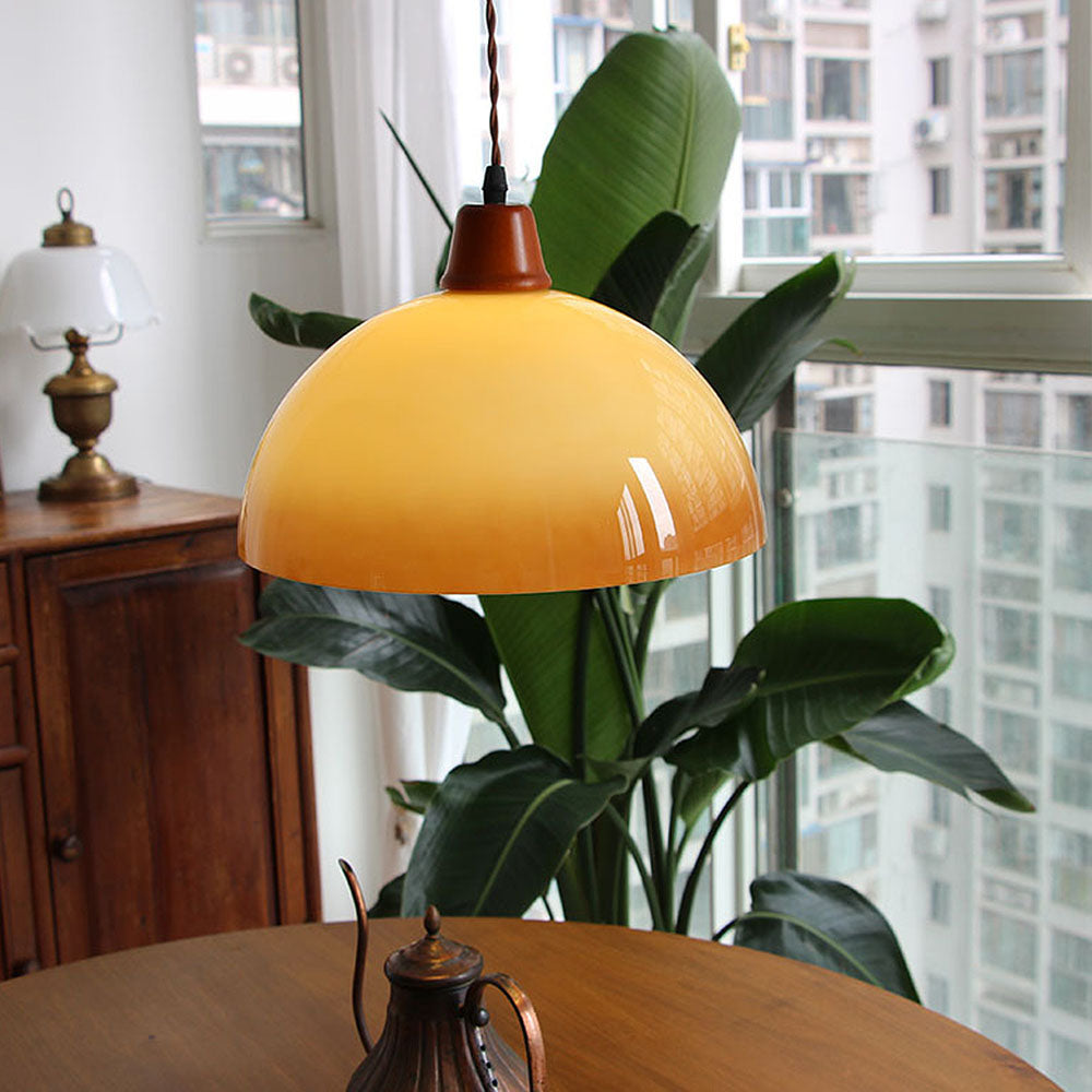 Pendant Light Amber Glass Iron - STATIC | Farmhouse Charm