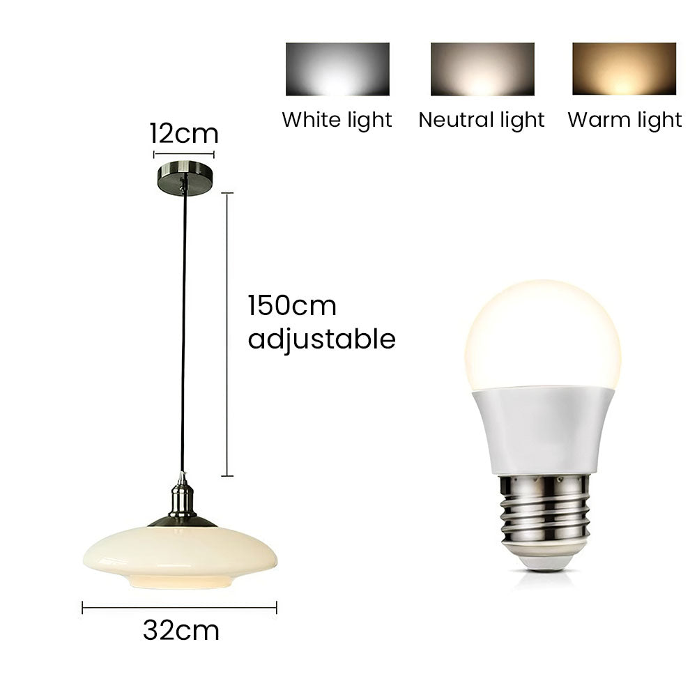 Pendant Light White Glass - THETA | Elegant Ambiance