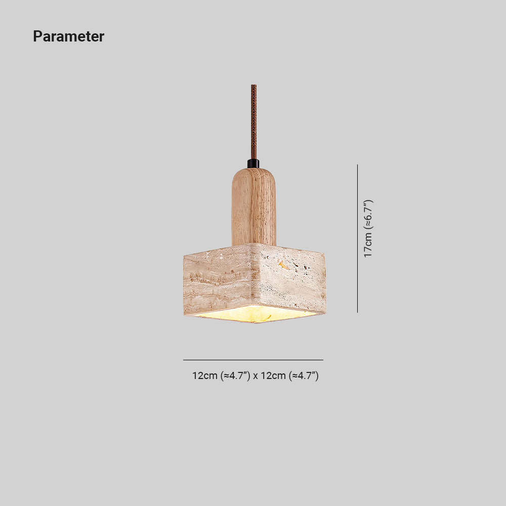 Byers Marble Wood Pendant Lamp dimensions: 12cm x 12cm, 17cm height