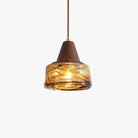 Hailie Vintage Round Wood Glass Pendant Light for Dining Room or Bedroom