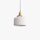 Hailie Modern Round Ceramic Pendant Light, White Ribbed Shade