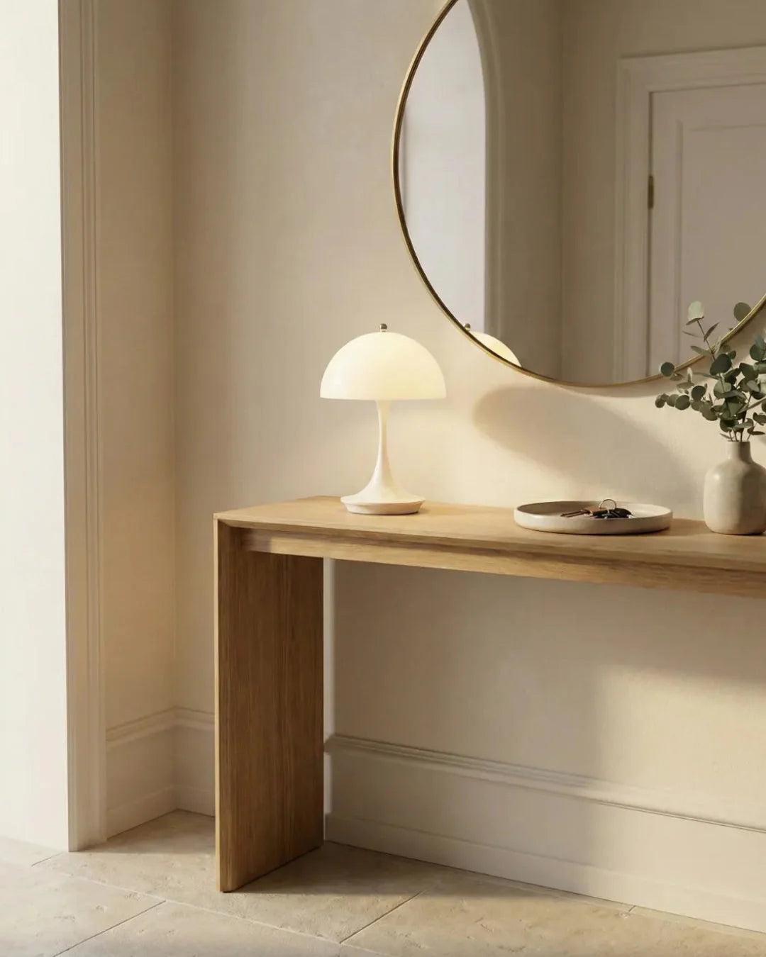 MIDO cordless designer table lamp in a warm, considered living room setting — DecoHarmonie