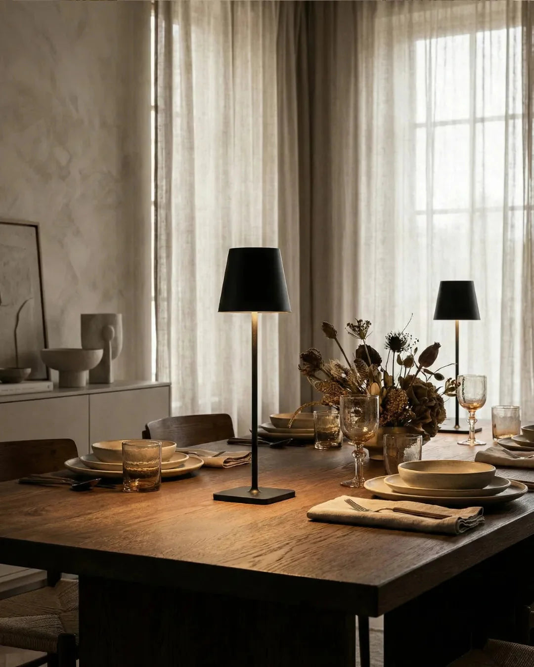 FREY cordless designer table lamp styled in a minimalist Australian interior — DecoHarmonie