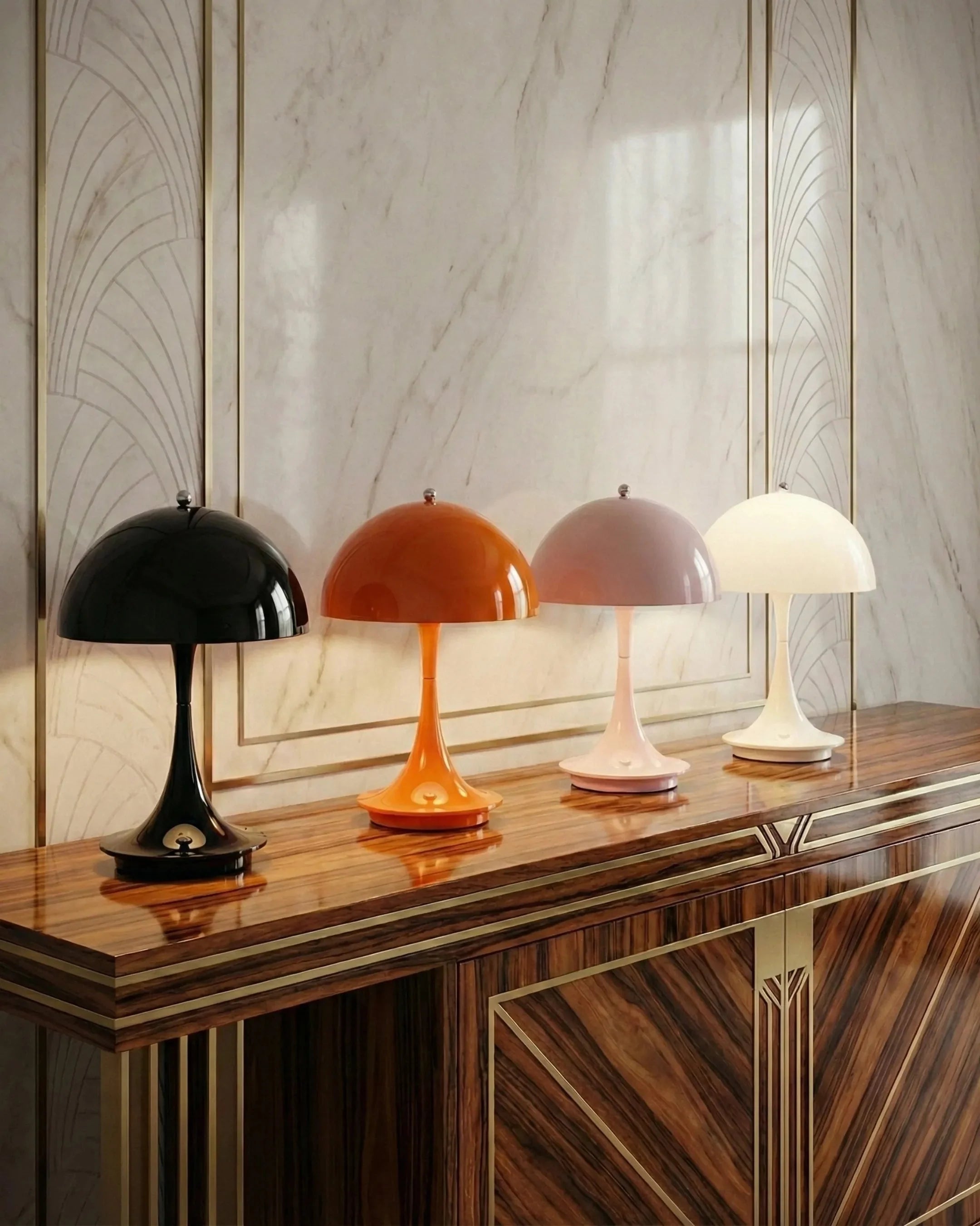 MIDO cordless designer table lamp set against a neutral wabi-sabi backdrop — DecoHarmonie