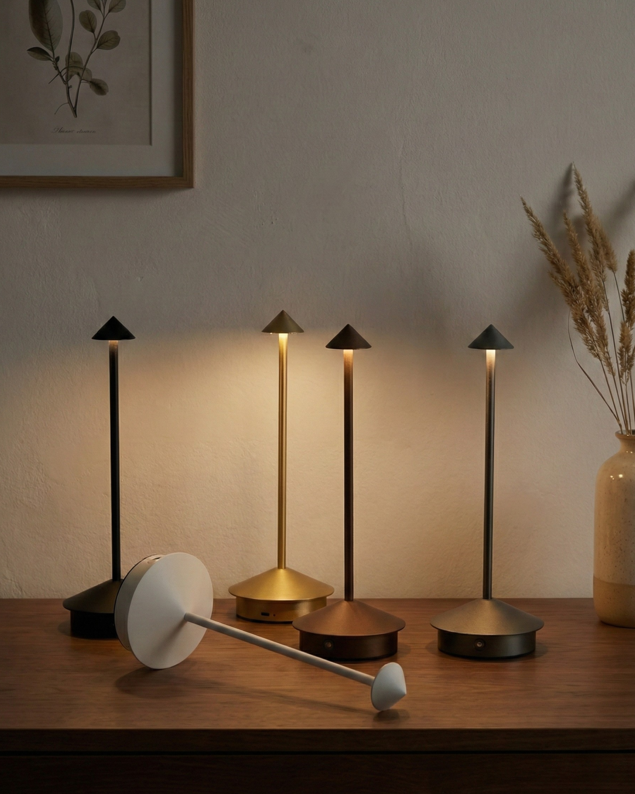 MIRO cordless designer table lamp set against a neutral wabi-sabi backdrop — DecoHarmonie