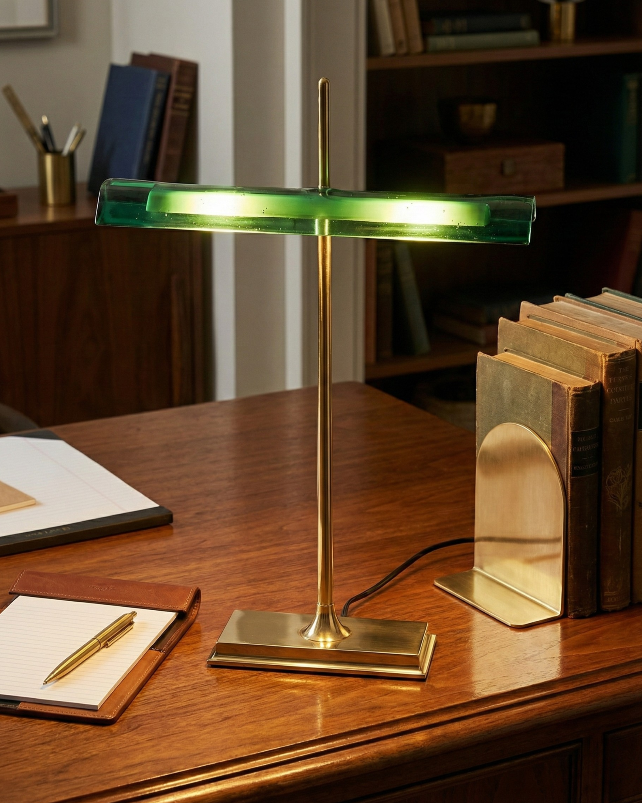 MONA designer desk lamp in a warm, considered living room setting — DecoHarmonie