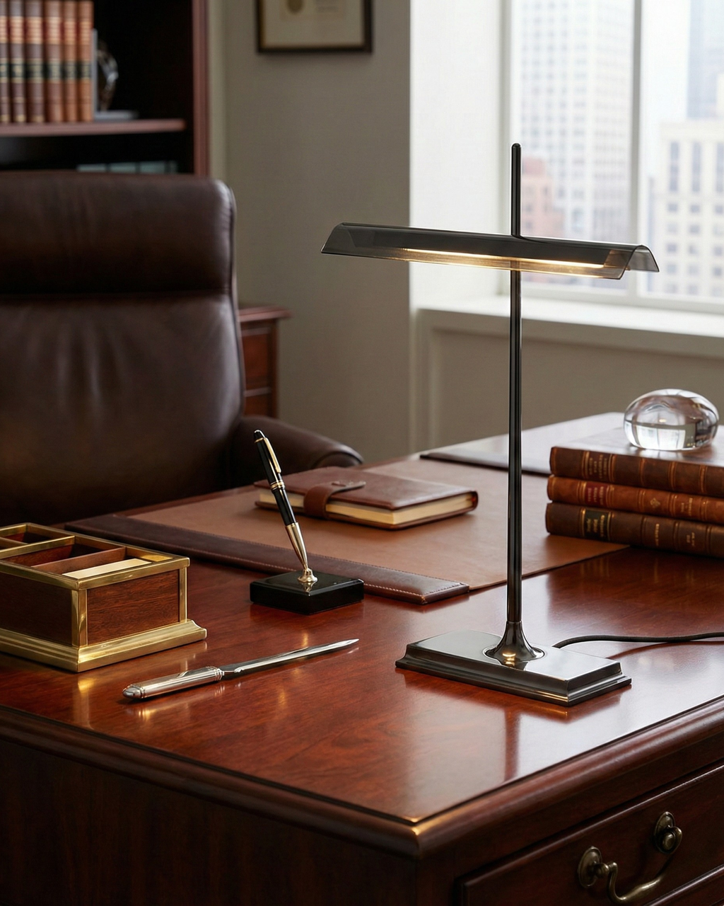MONA designer desk lamp displayed on a designer desk in a Sydney home — DecoHarmonie