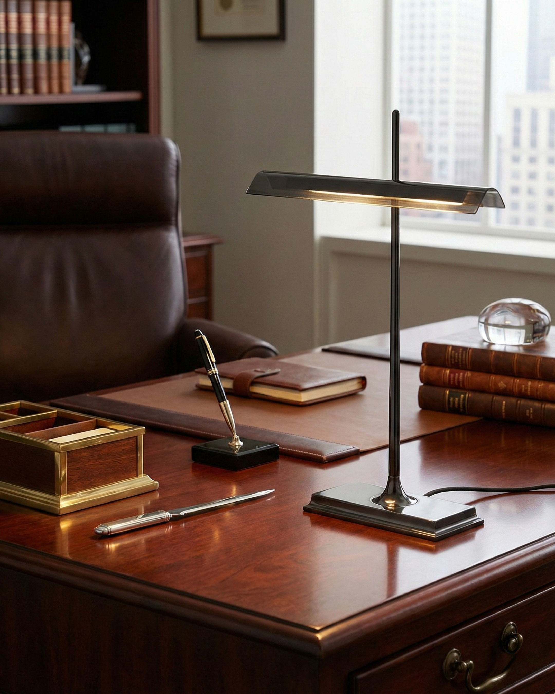 MONA designer desk lamp displayed on a designer desk in a Sydney home — DecoHarmonie