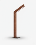 WOODI cordless table lamp with angled walnut wood arm and magnetic LED head, rechargeable design | DecoHarmonie