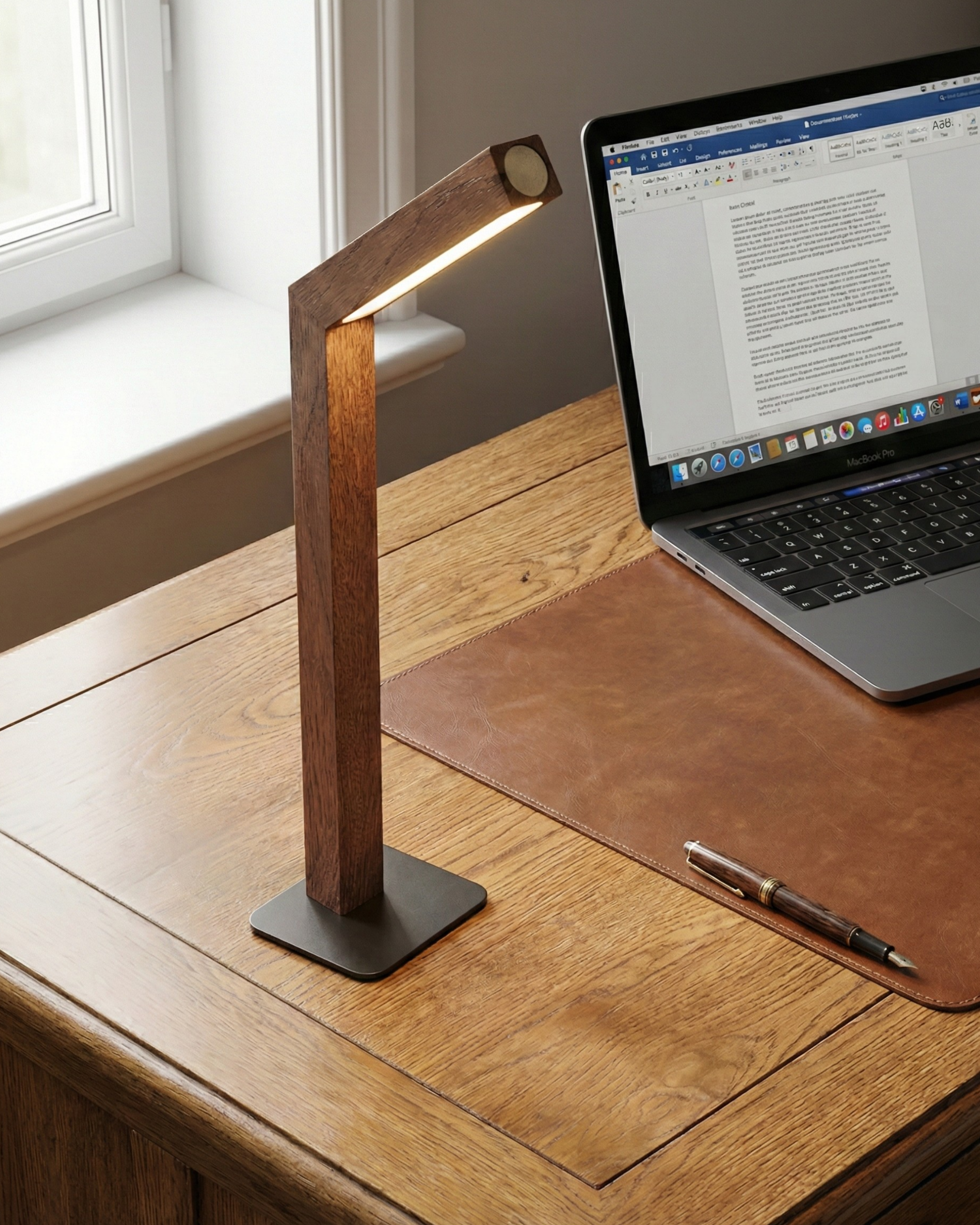 WOODI cordless designer table lamp shown on a bedside table in a modern bedroom — DecoHarmonie