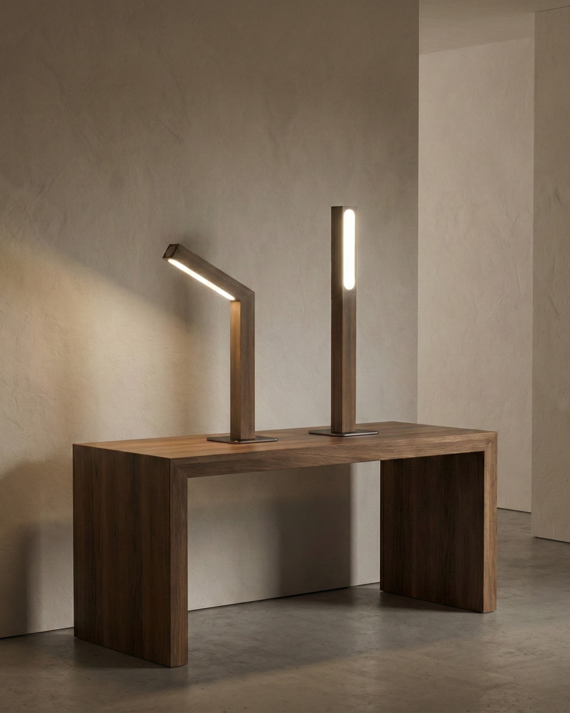 WOODI cordless designer table lamp softening the light in a contemporary lounge — DecoHarmonie