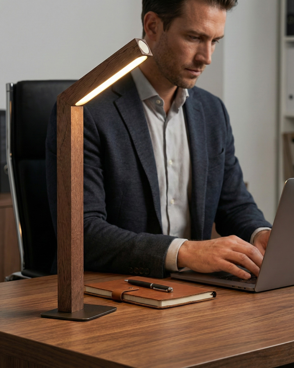 WOODI cordless designer table lamp in a warm, considered living room setting — DecoHarmonie