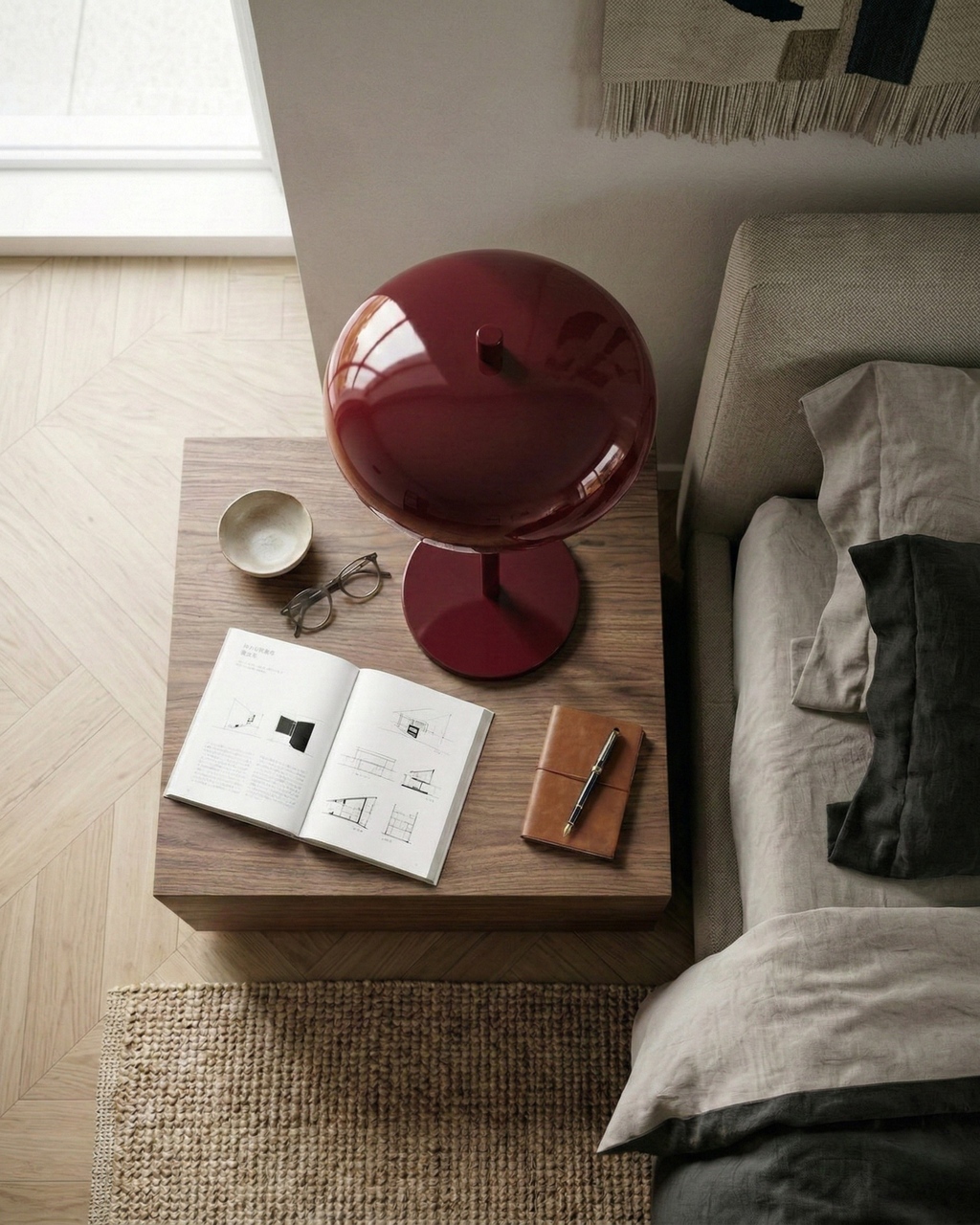 NARI cordless designer table lamp in a warm, considered living room setting — DecoHarmonie