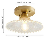 Ceiling Light Ribbed Glass - ASTRIX | Vintage Style