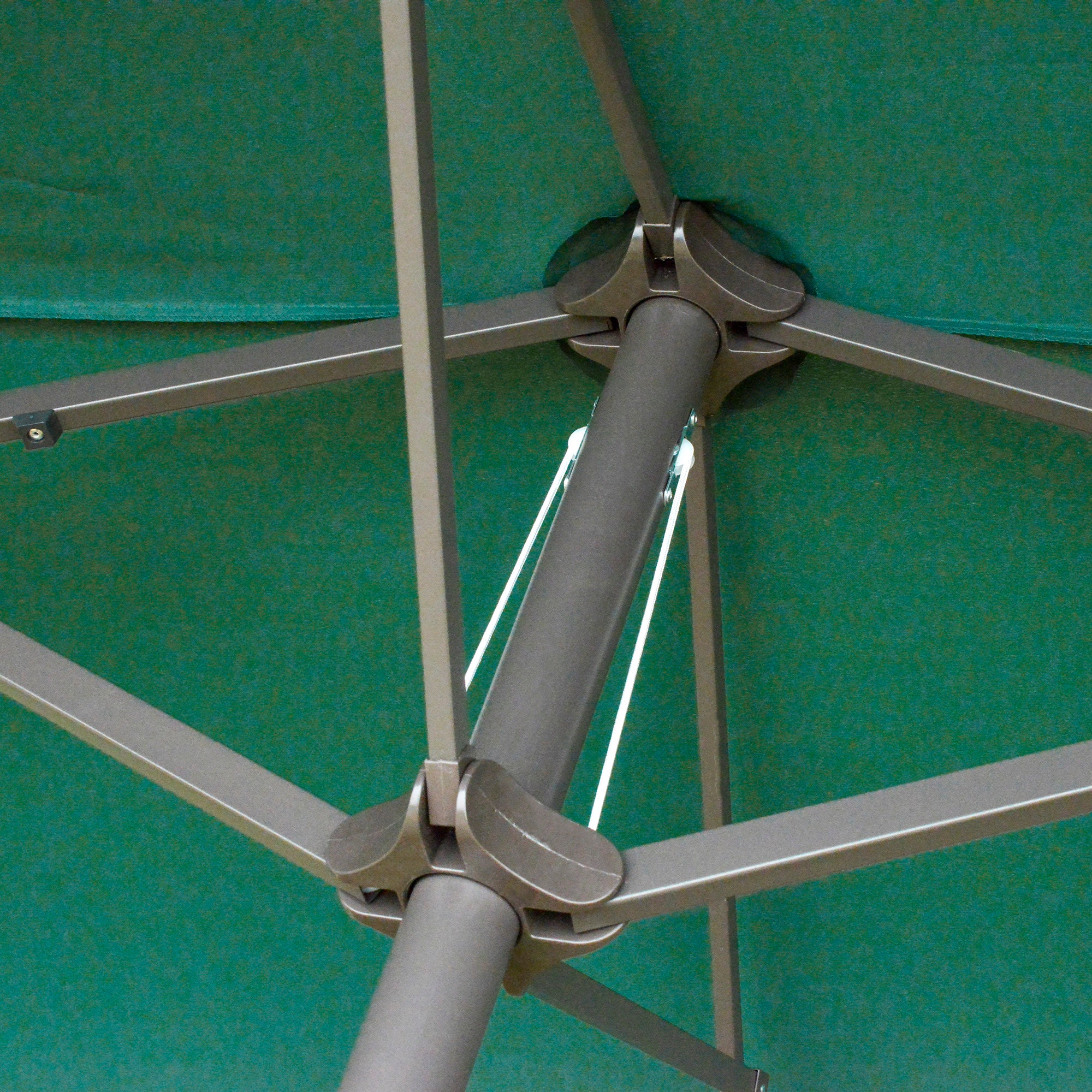 Double-Sided Sun Umbrella Canopy 4.6m Crank Shade with Cross Base, Dark Green