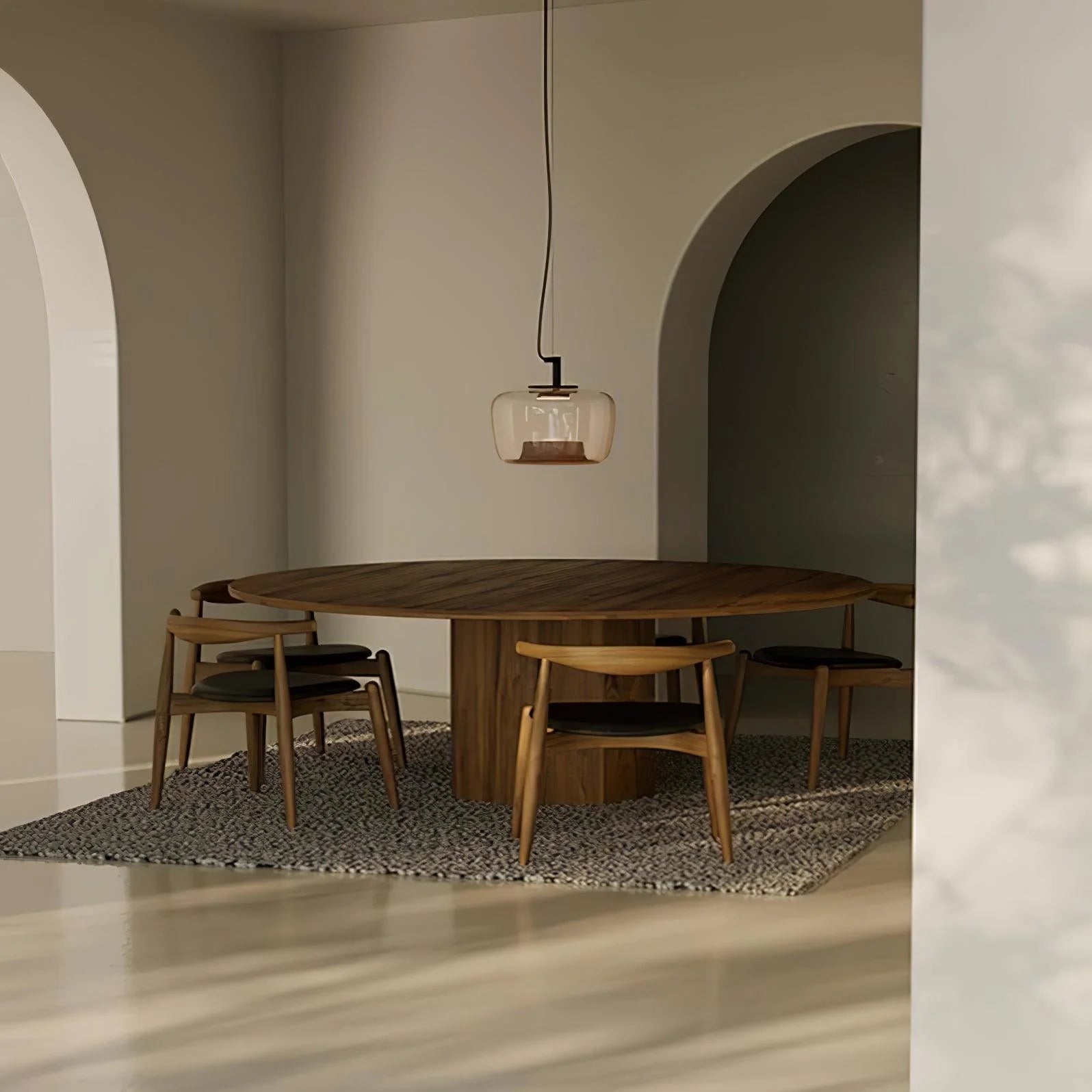 Hailie Modern Round Glass Pendant Light Dining Room Bedroom