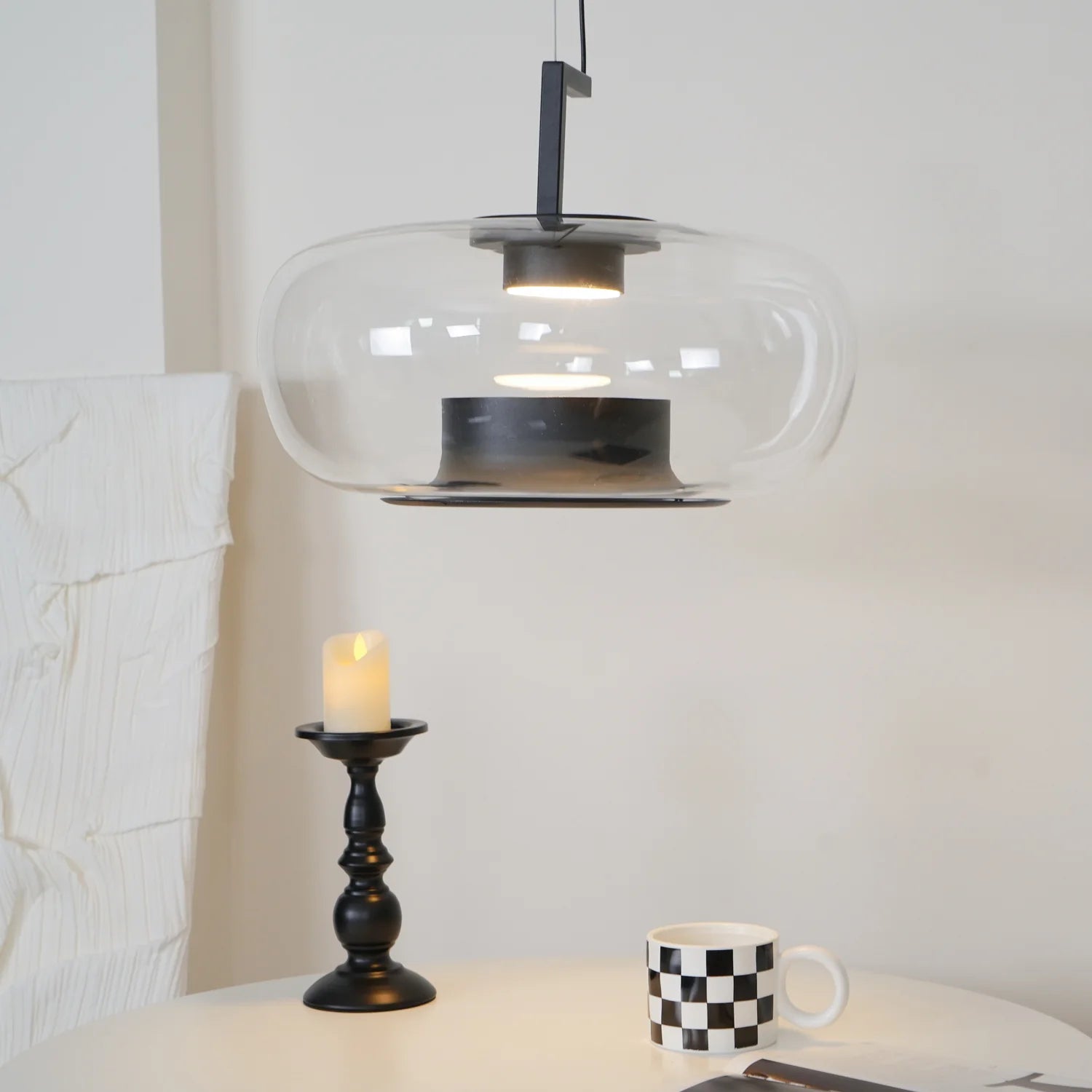 Hailie Modern Round Glass Pendant Light Dining Room Bedroom