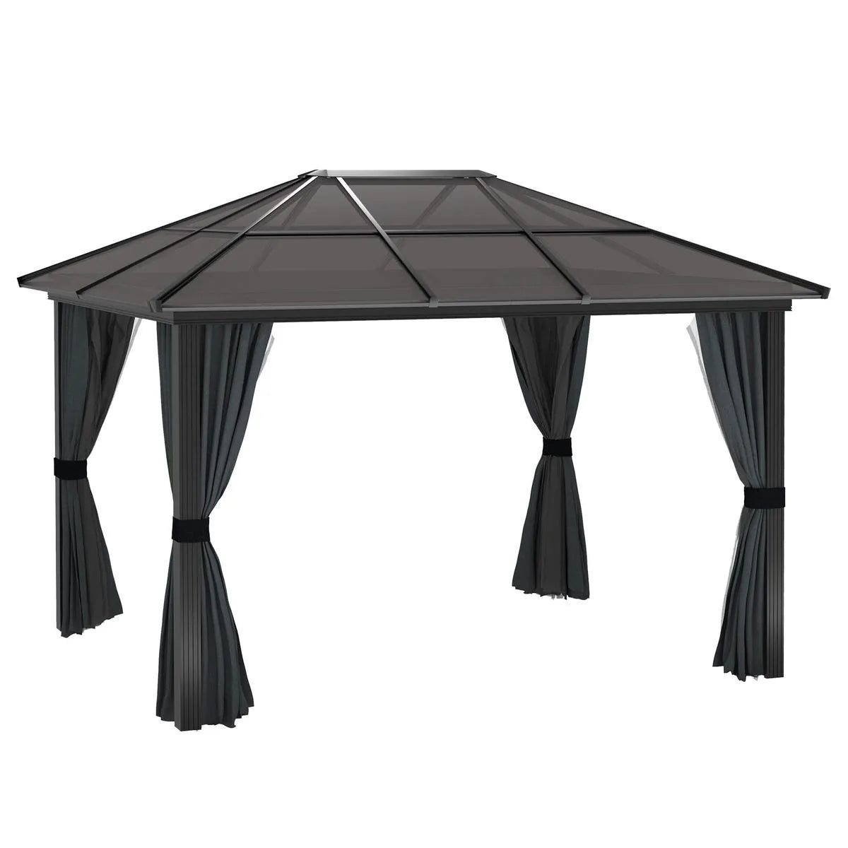 Octagonal Garden Gazebo, 8-Sided, 6.8×5 m, White Heavy Duty Metal Frame Outdoor Marquee Party & Wedding Canopy