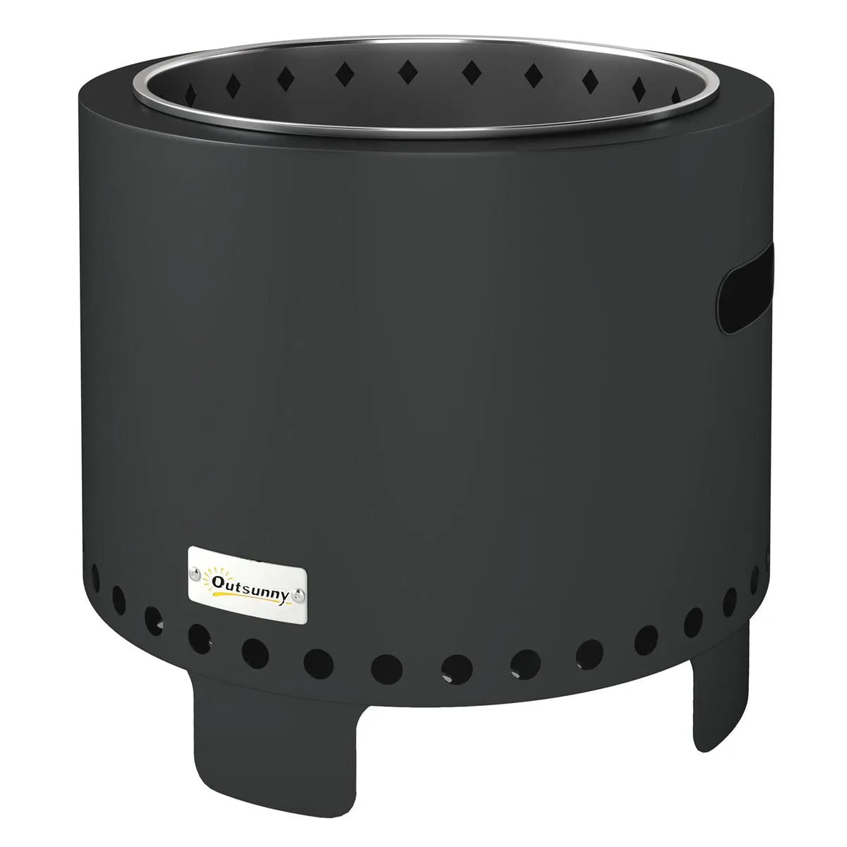 Smokeless Fire Pit Steel with Poker, Grey