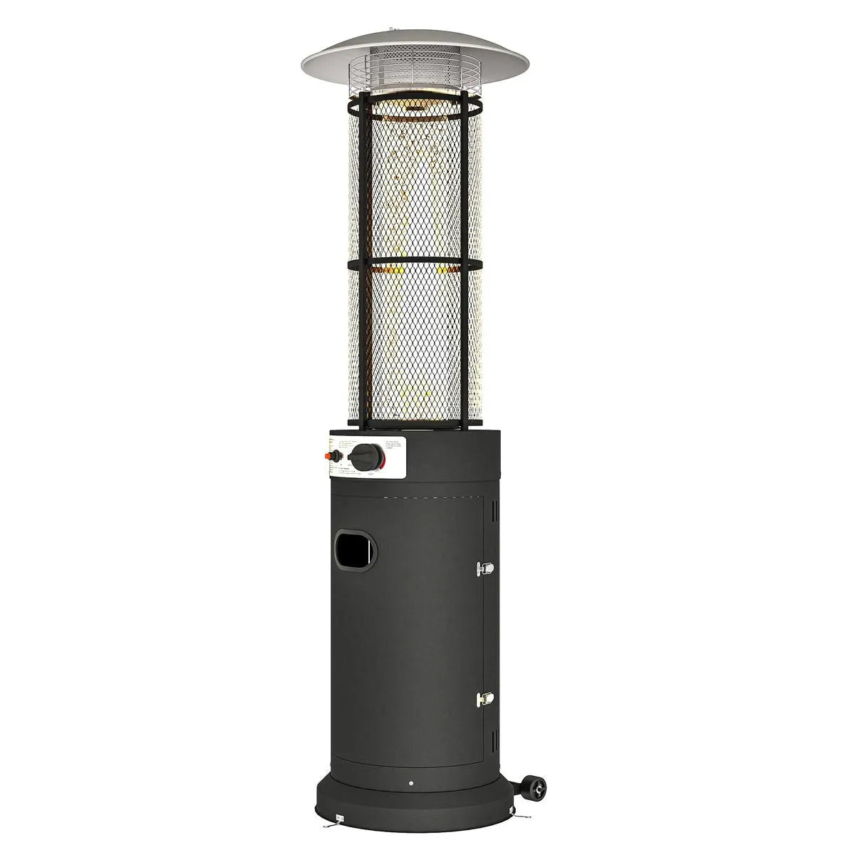Freestanding Gas Patio Heater 11kW Adjustable Outdoor Garden Propane Heater Tip-Over Switch Wheels Pulse Ignition Black