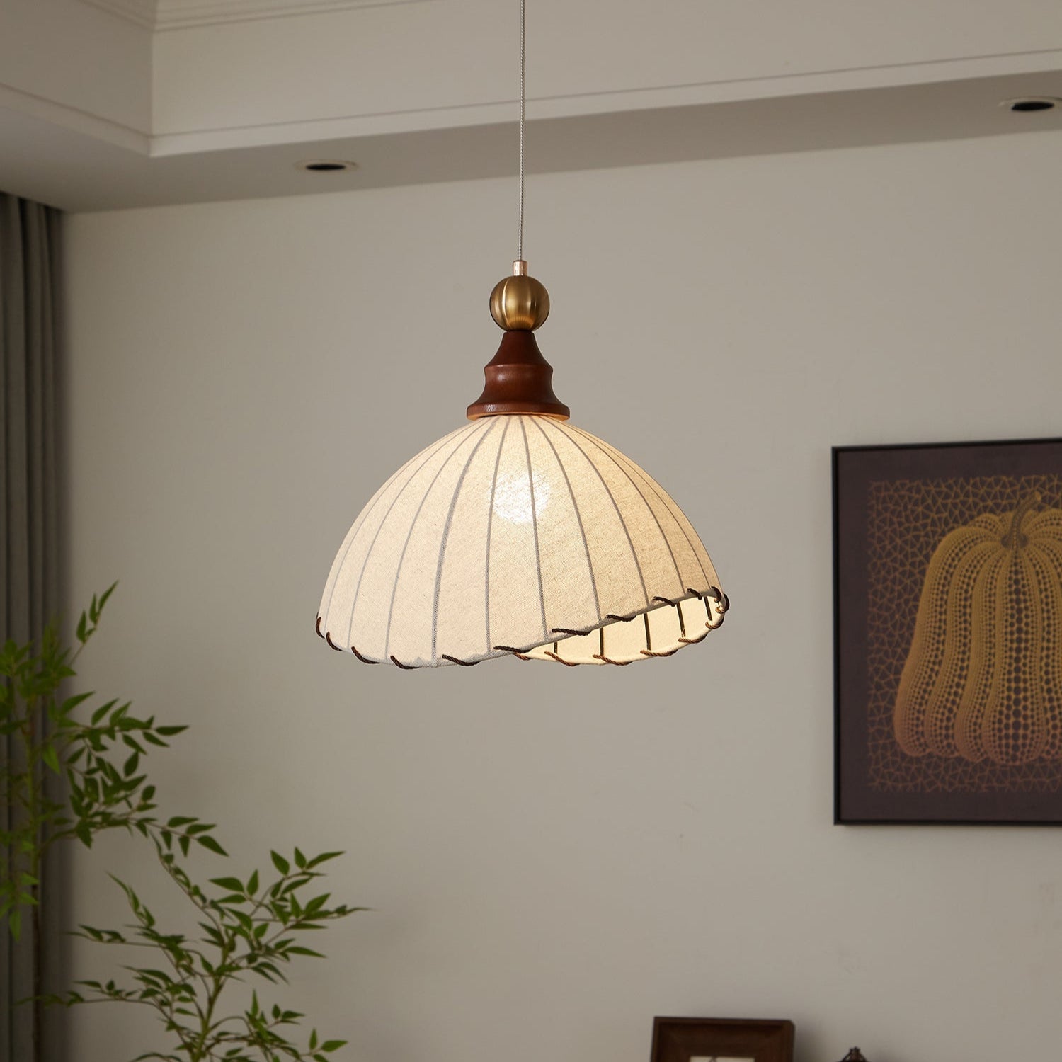 Pendant Light Fabric Gold - SAVIUS | Elegant