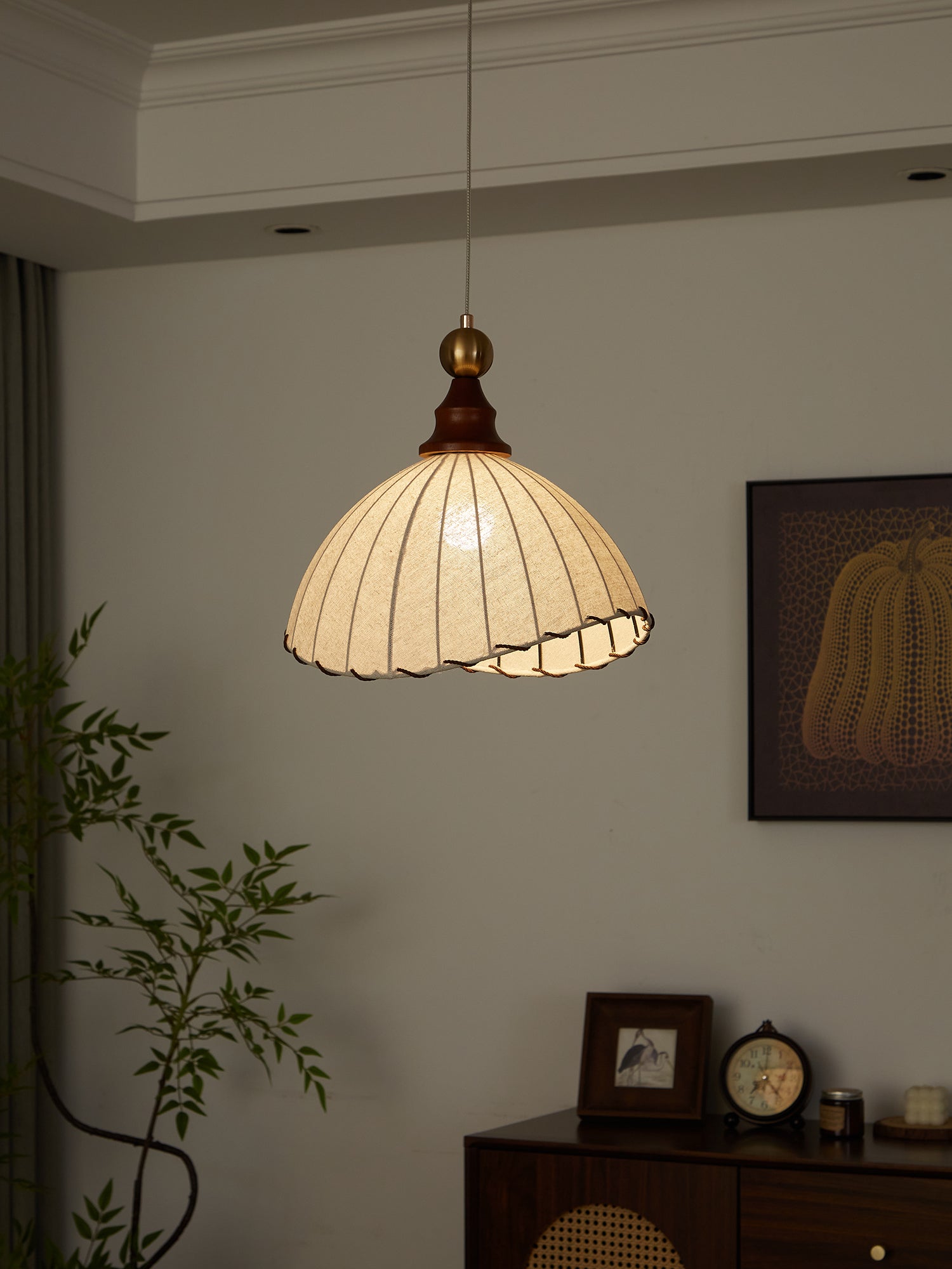 Pendant Light Fabric Gold - SAVIUS | Elegant