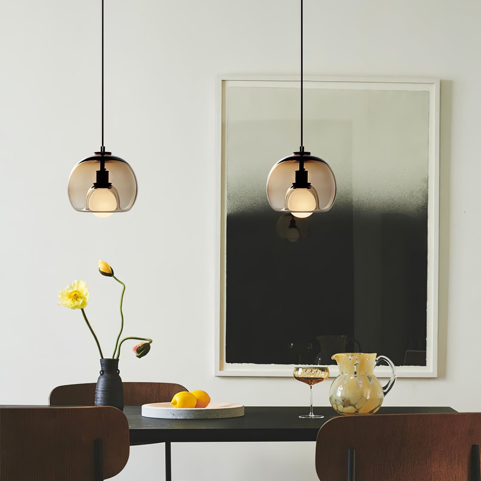 Pendant Light Cognac Glass Minimalist - SEKTOR | Modern Style