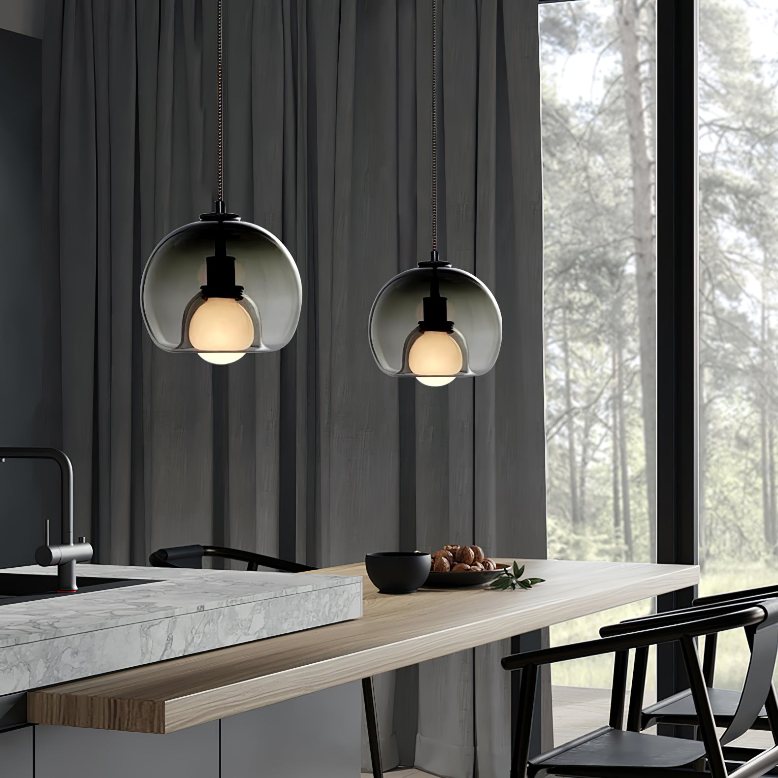 Pendant Light Cognac Glass Minimalist - SEKTOR | Modern Style