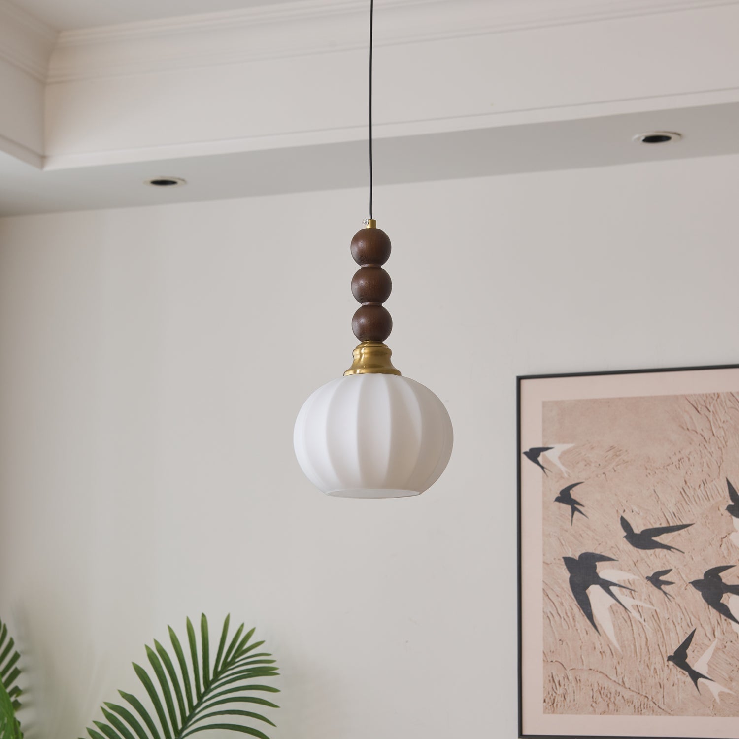 Pendant Light Dark Walnut Gold - SIGNUM | Elegant Style