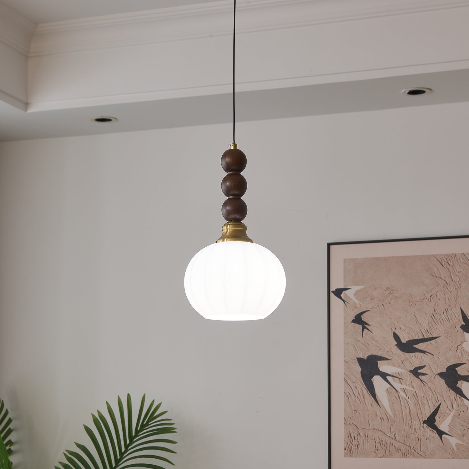 Pendant Light Dark Walnut Gold - SIGNUM | Elegant Style