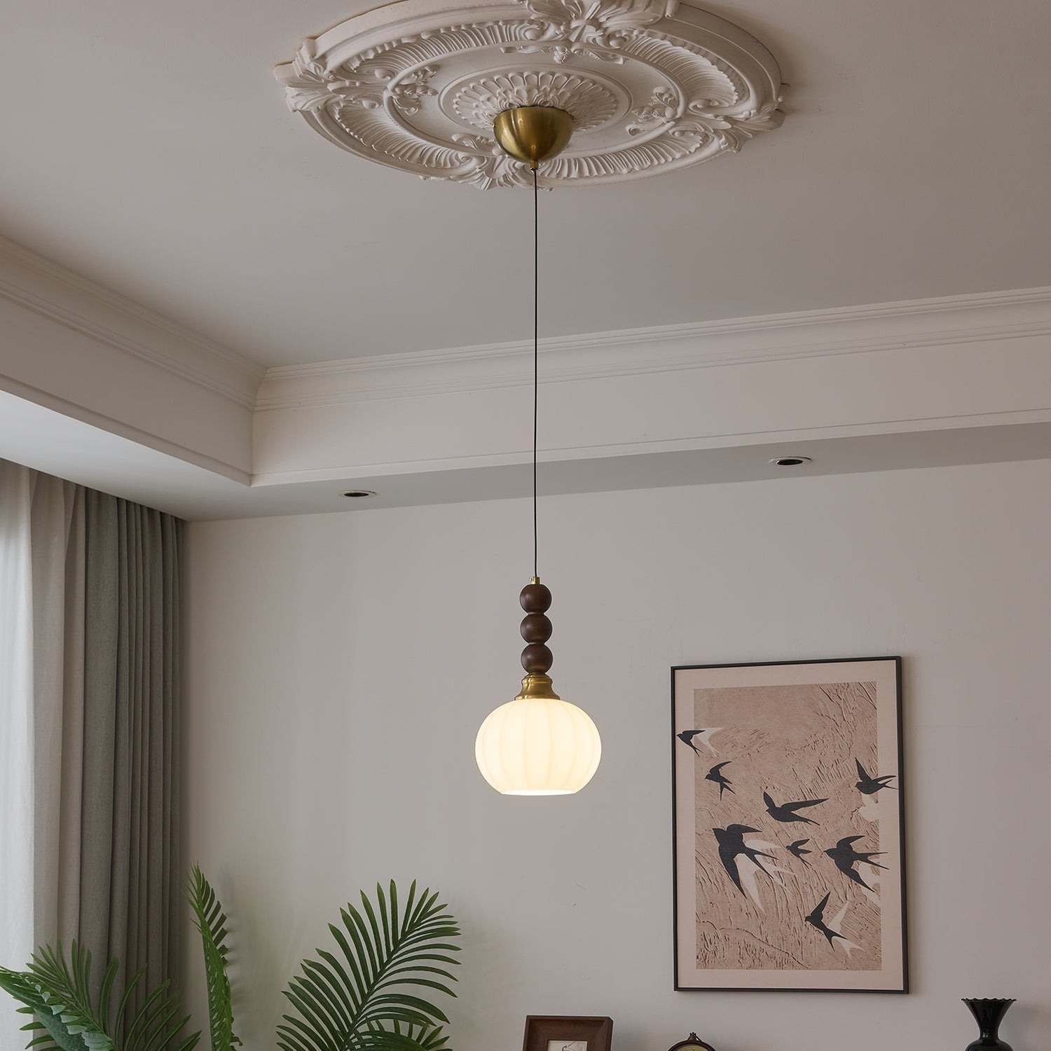 Pendant Light Dark Walnut Gold - SIGNUM | Elegant Style