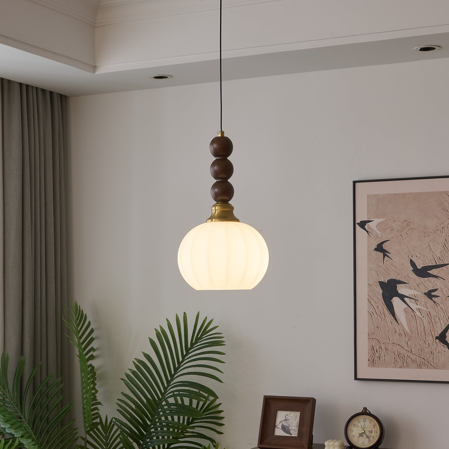 Pendant Light Dark Walnut Gold - SIGNUM | Elegant Style