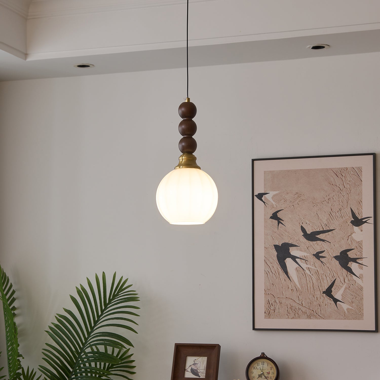 Pendant Light Dark Walnut Gold - SIGNUM | Elegant Style